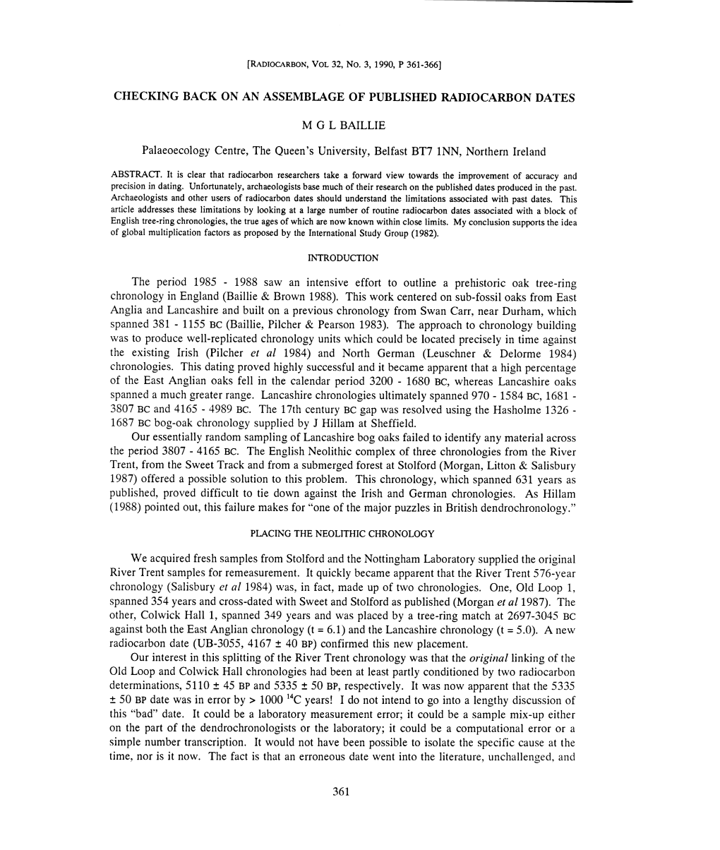 Checking Back on an Assemblage of Published Radiocarbon Dates