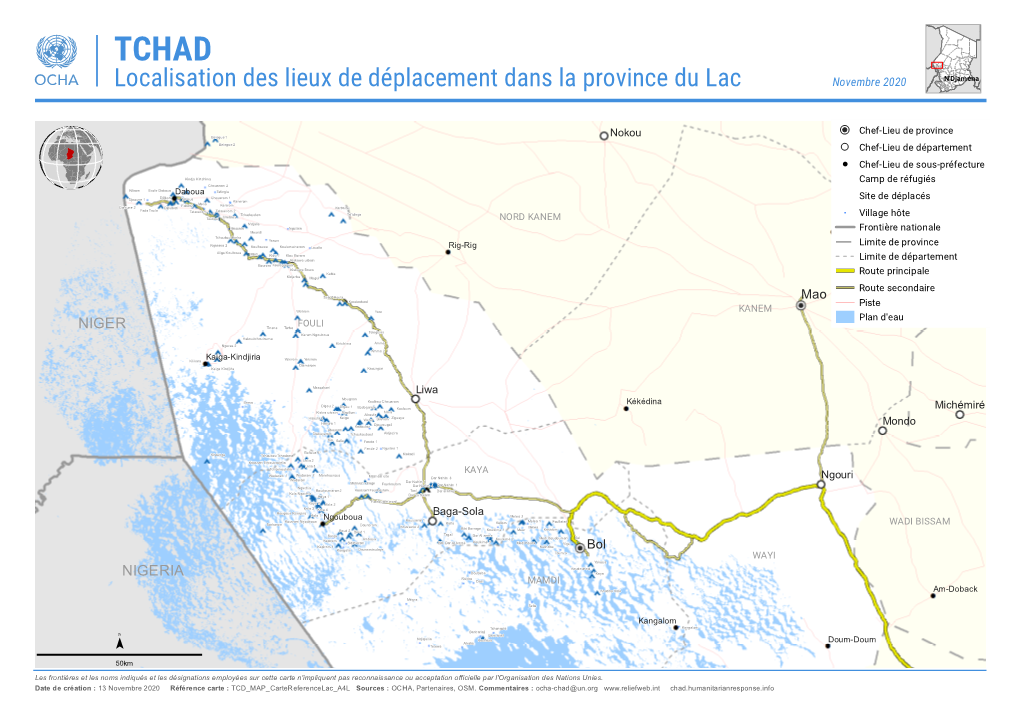 Localisation Des Lieux De Déplacement Dans La Province Du Lac Novembre 2020 N'djaména