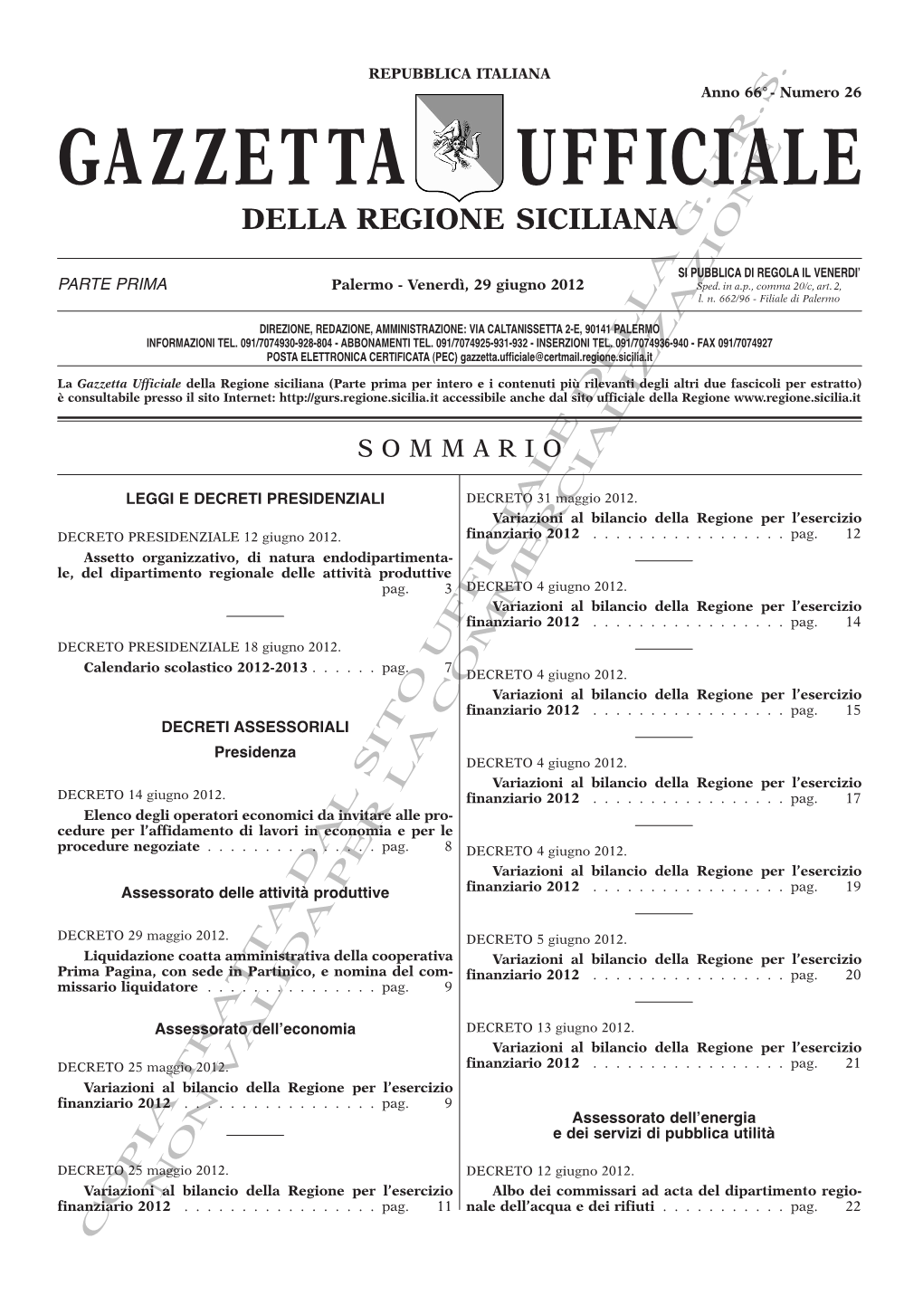 N. 26-Venerdì 29 Giugno 2012 (PDF)