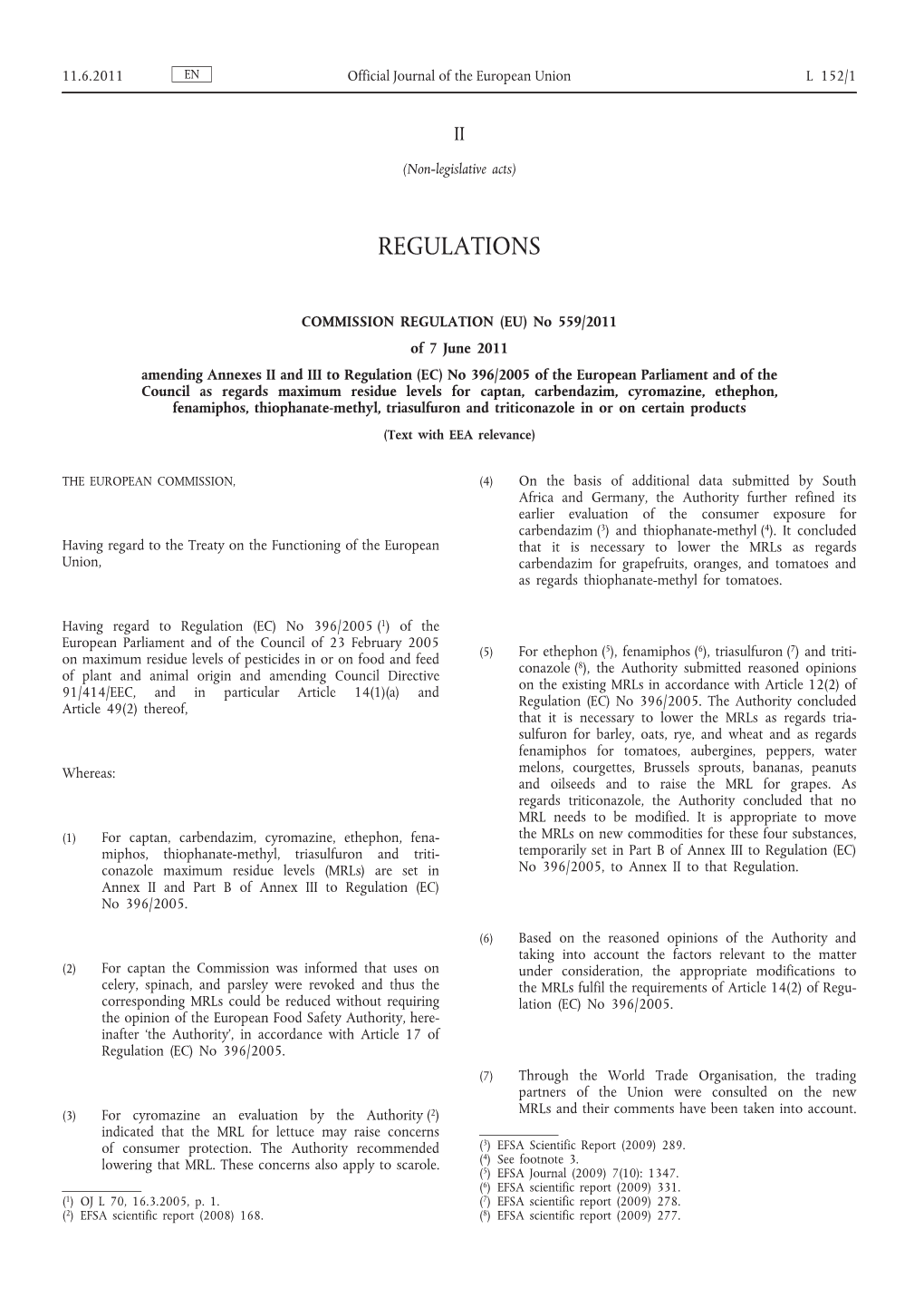 Commission Regulation (EU) No 559/2011