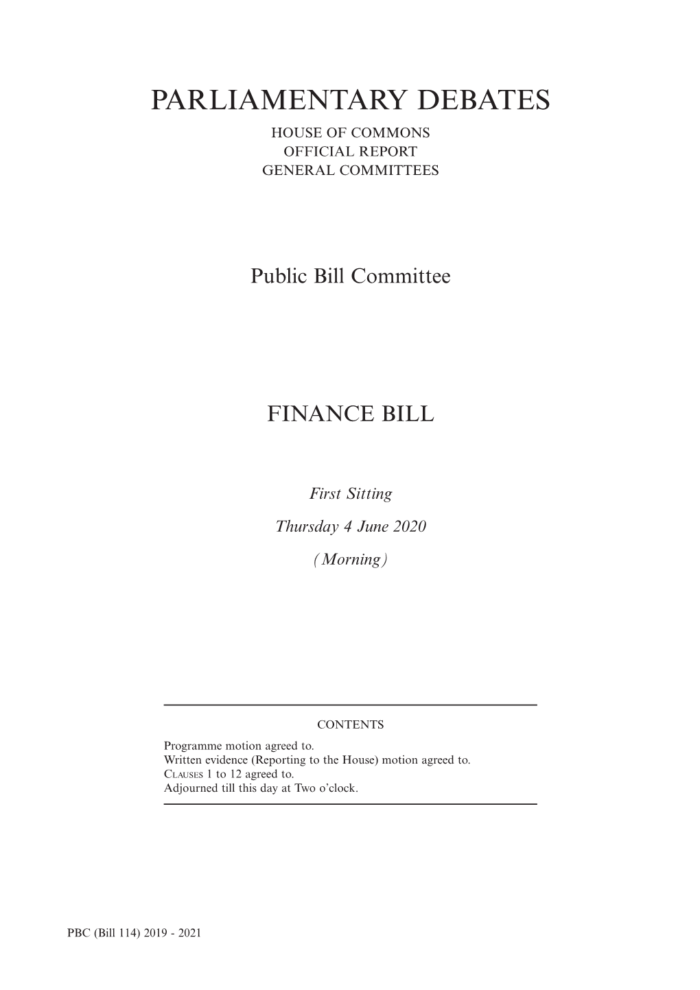 Parliamentary Debates House of Commons Official Report General Committees