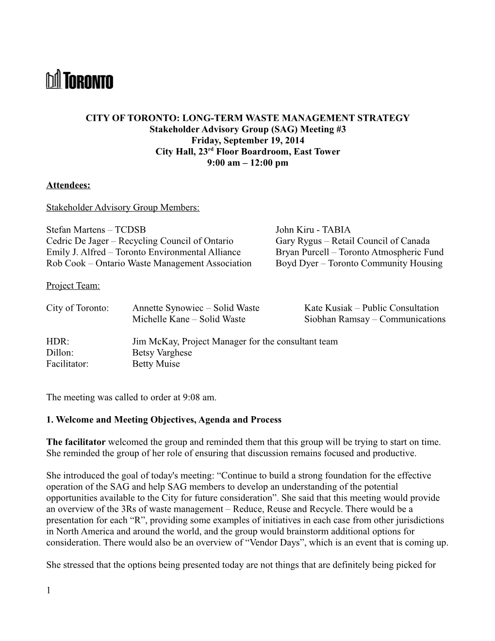 City of Toronto: Long-Term Waste Management Strategy s1