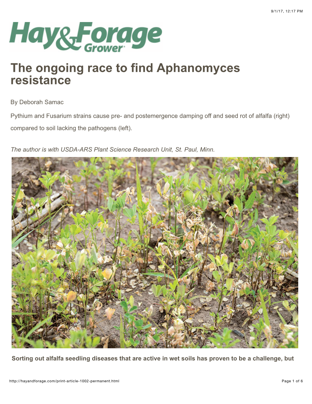 The Ongoing Race to Find Aphanomyces Resistance