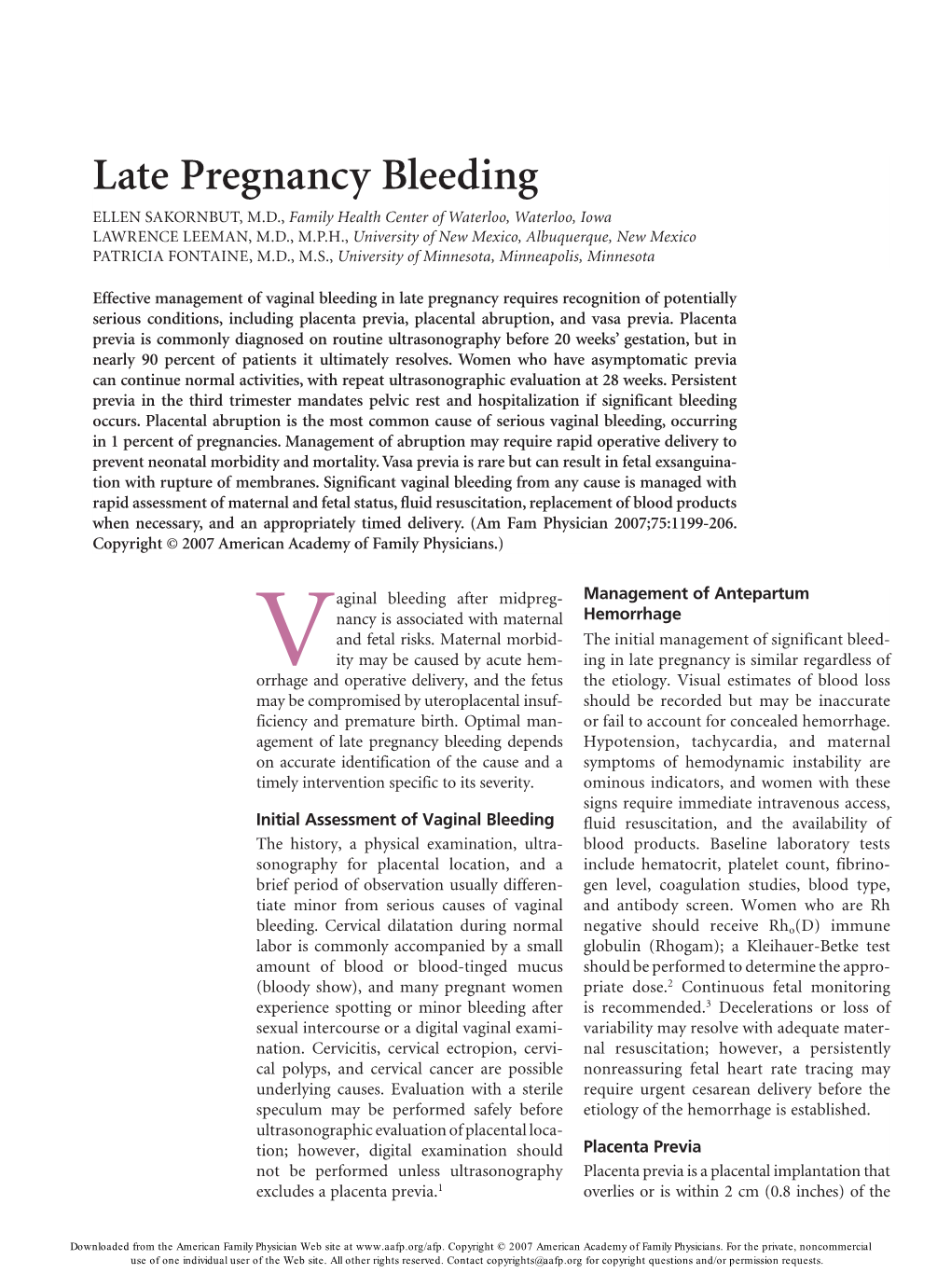 Late Pregnancy Bleeding