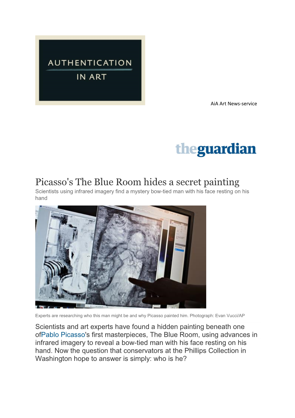 Picasso's the Blue Room Hides a Secret Painting – the Guardian