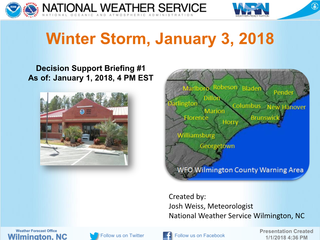 Winter Storm, January 3, 2018