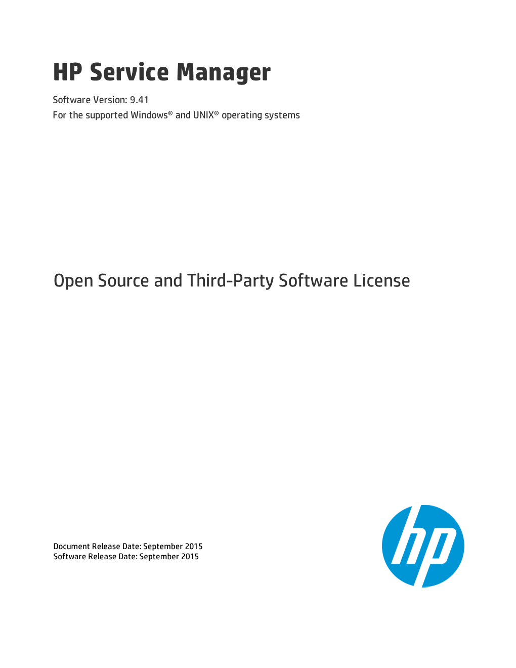 HP Service Manager Open Source and Third-Party Software License