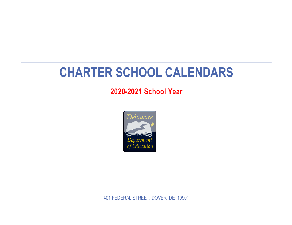 CHARTER SCHOOL CALENDARS 2020-2021 School Year