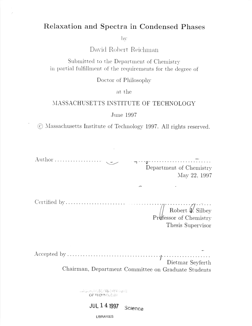 Relaxation and Spectra in Condensed Phases