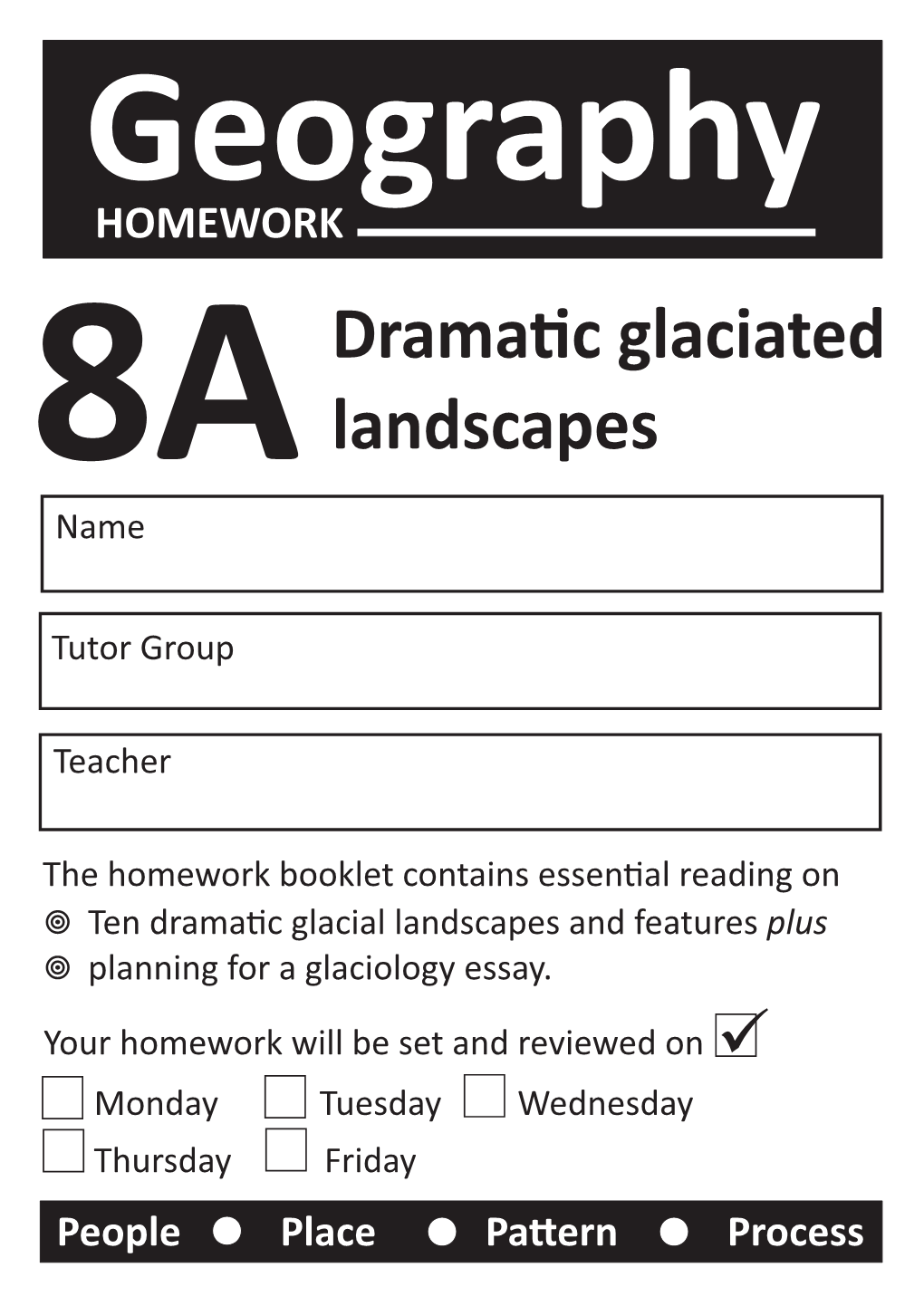 8A Glaciers Homework Booklet