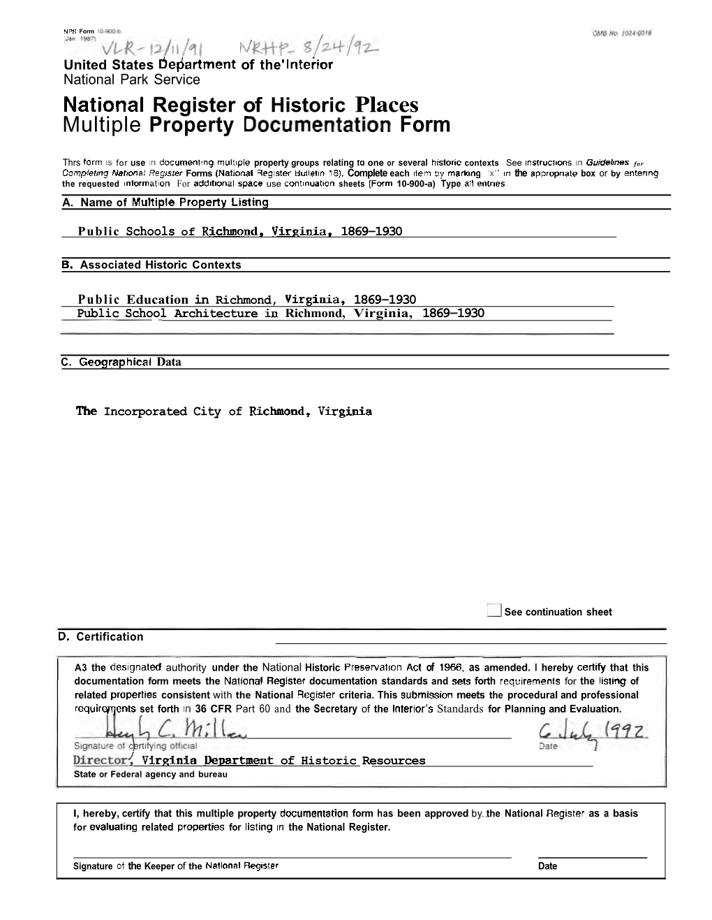 Multiple Property Documentation Form