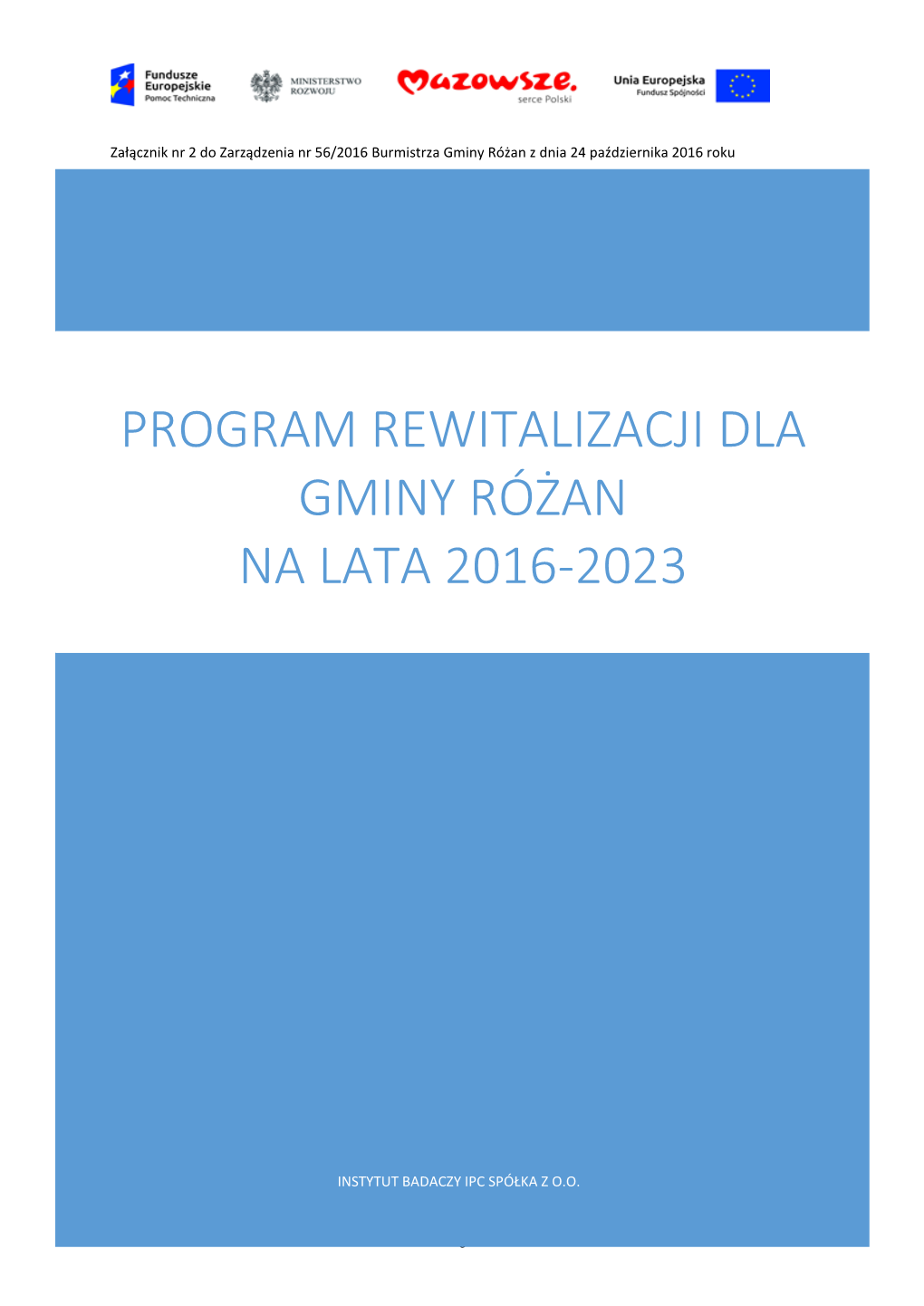 Program Rewitalizacji Dla Gminy Różan Na Lata 2016-2023