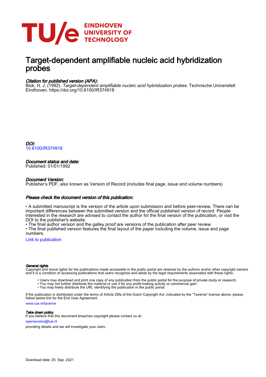 Target-Dependent Amplifiable Nucleic Acid Hybridization Probes