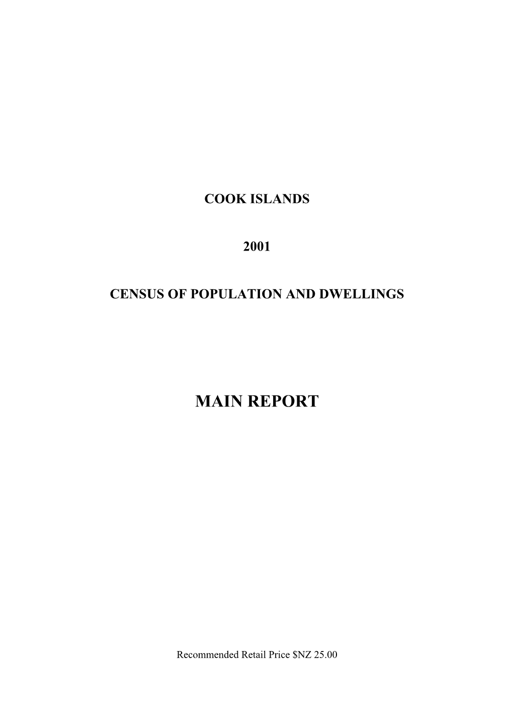 Cook Islands 2001 Census of Population and Dwellings
