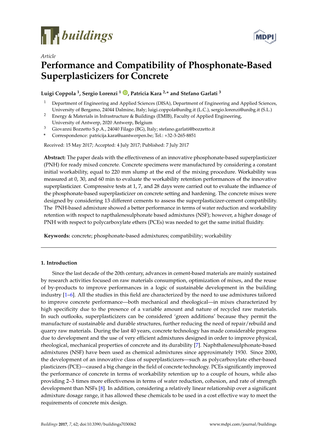 Performance and Compatibility of Phosphonate-Based Superplasticizers for Concrete