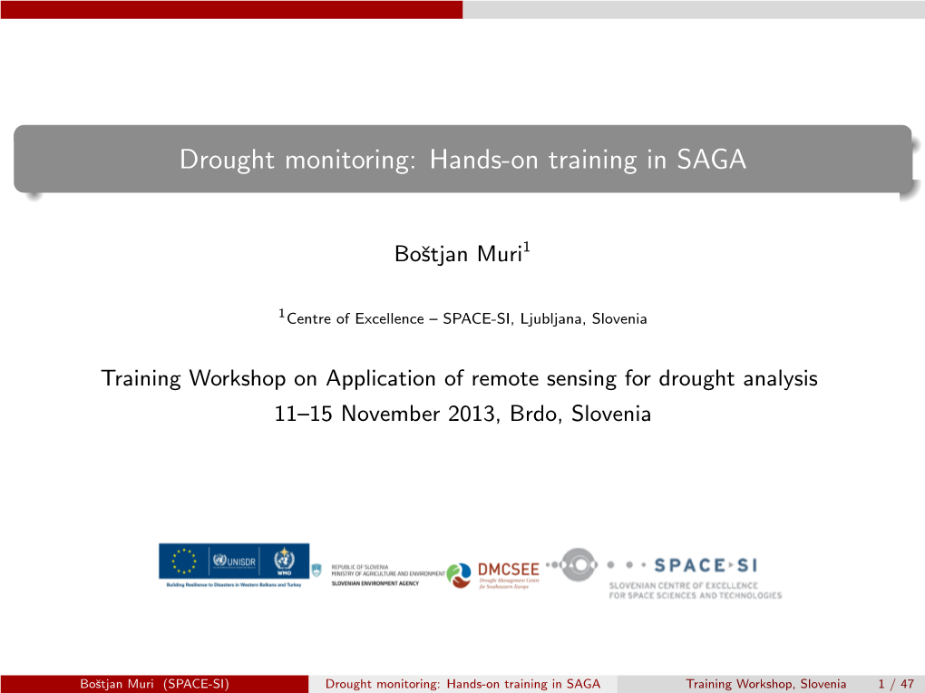 Drought Monitoring: Hands-On Training in SAGA