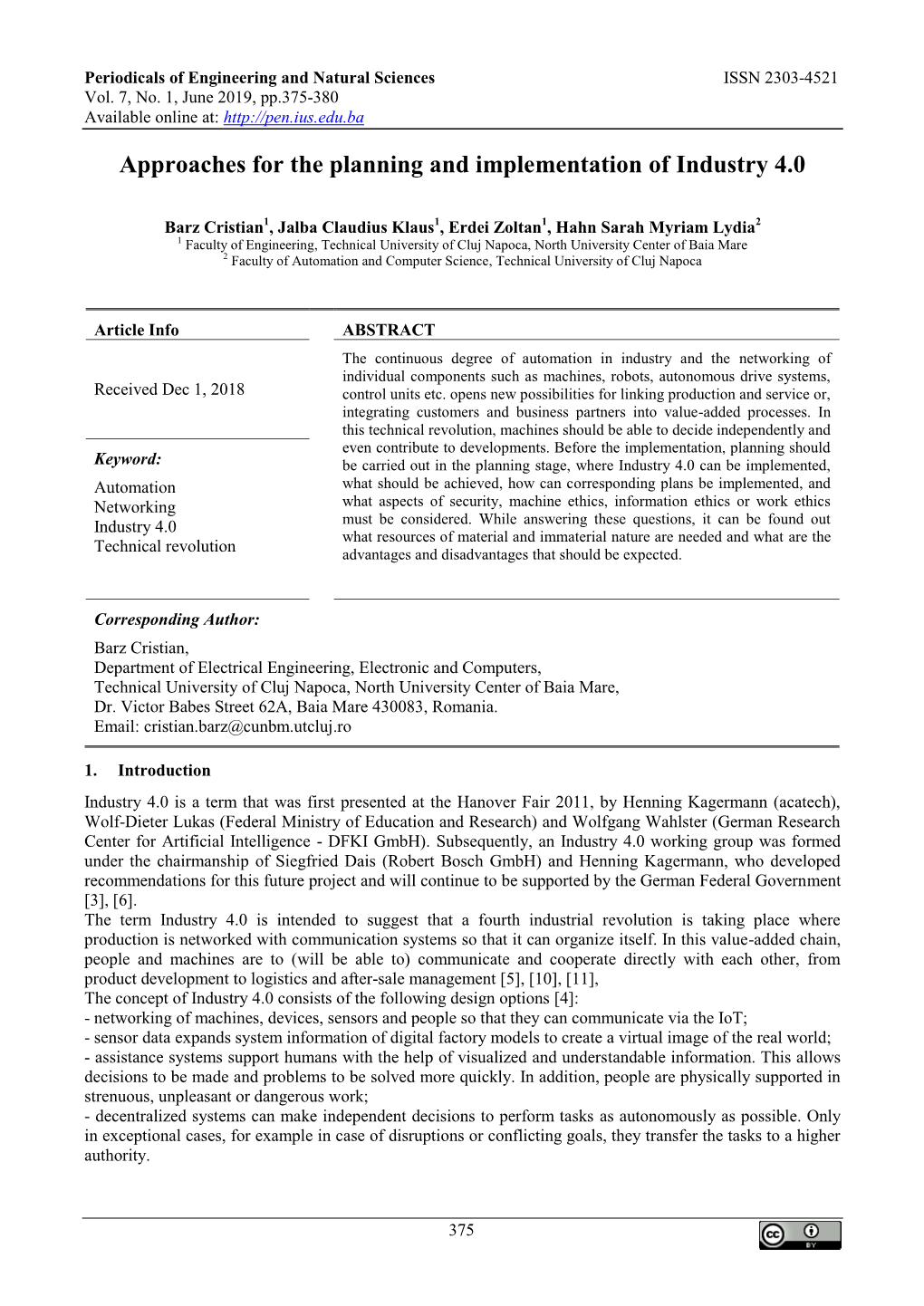 Approaches for the Planning and Implementation of Industry 4.0