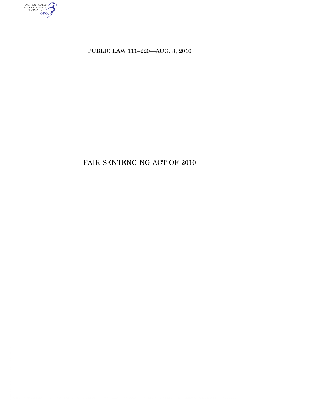 Fair Sentencing Act of 2010