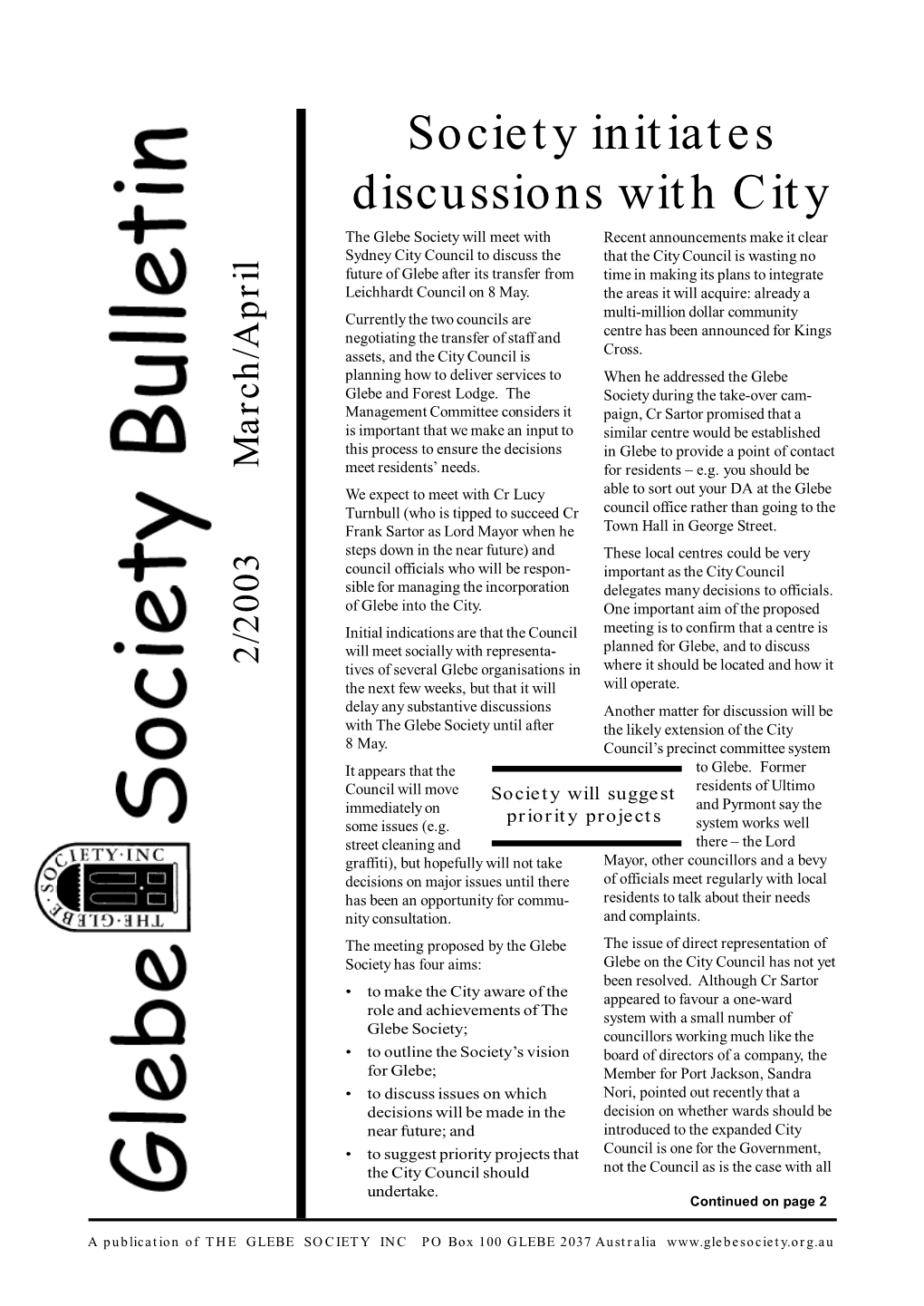 Glebe Society Bulletin 2003 Issue 02