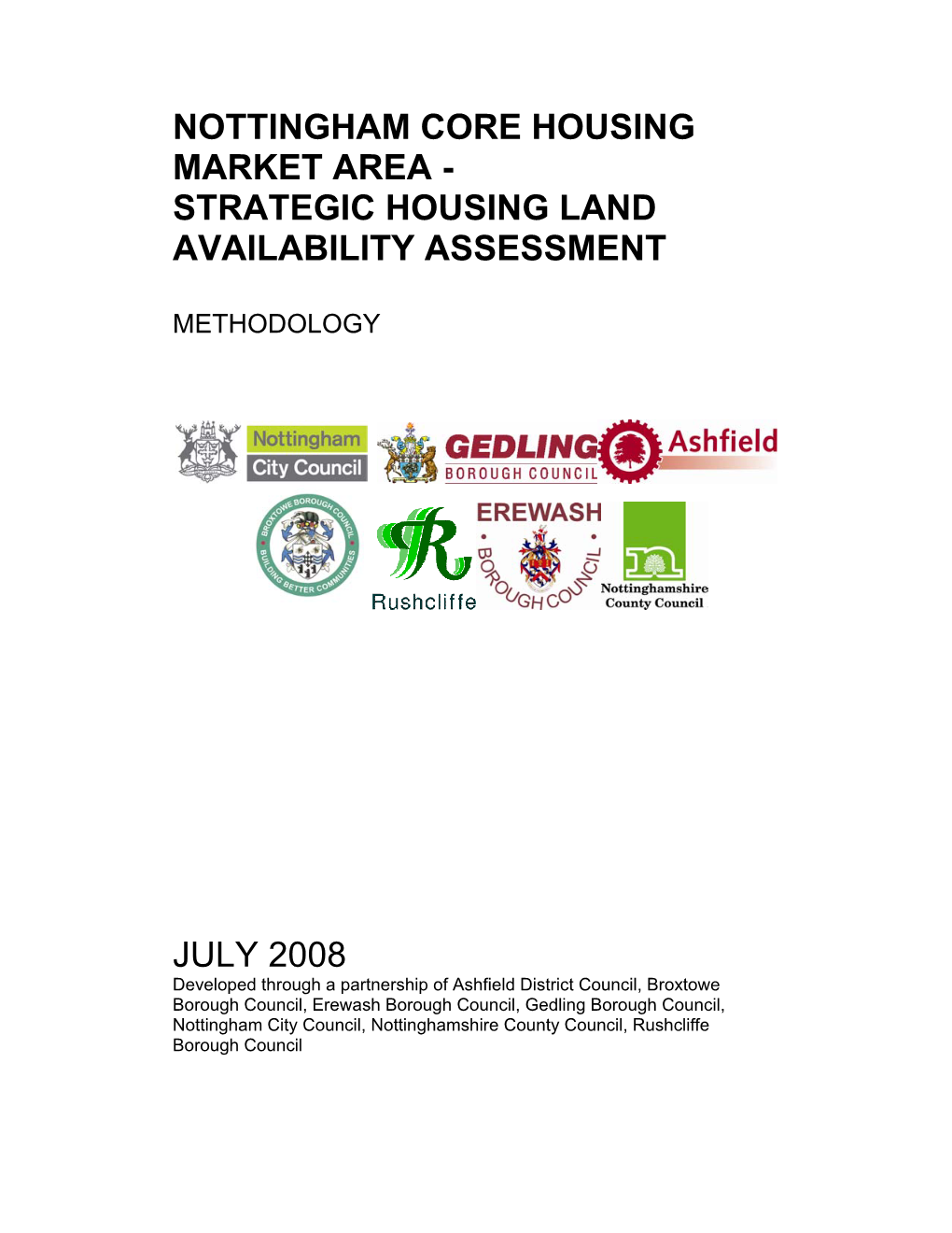 Nottingham Core Housing Market Area - Strategic Housing Land Availability Assessment