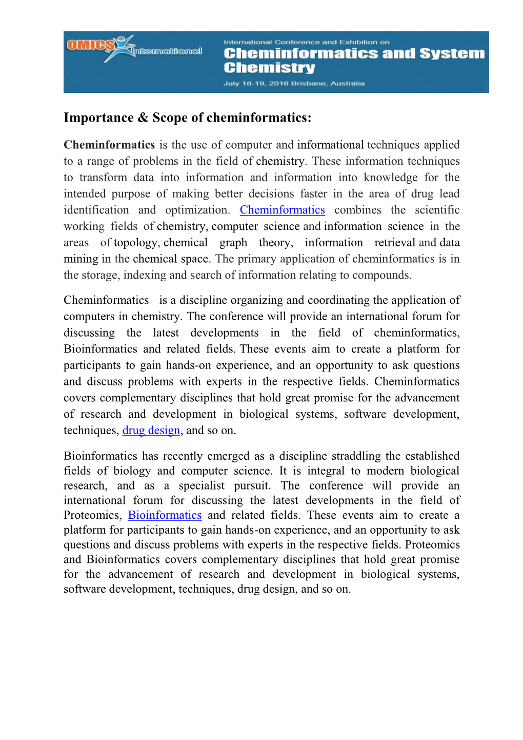 Importance & Scope of Cheminformatics