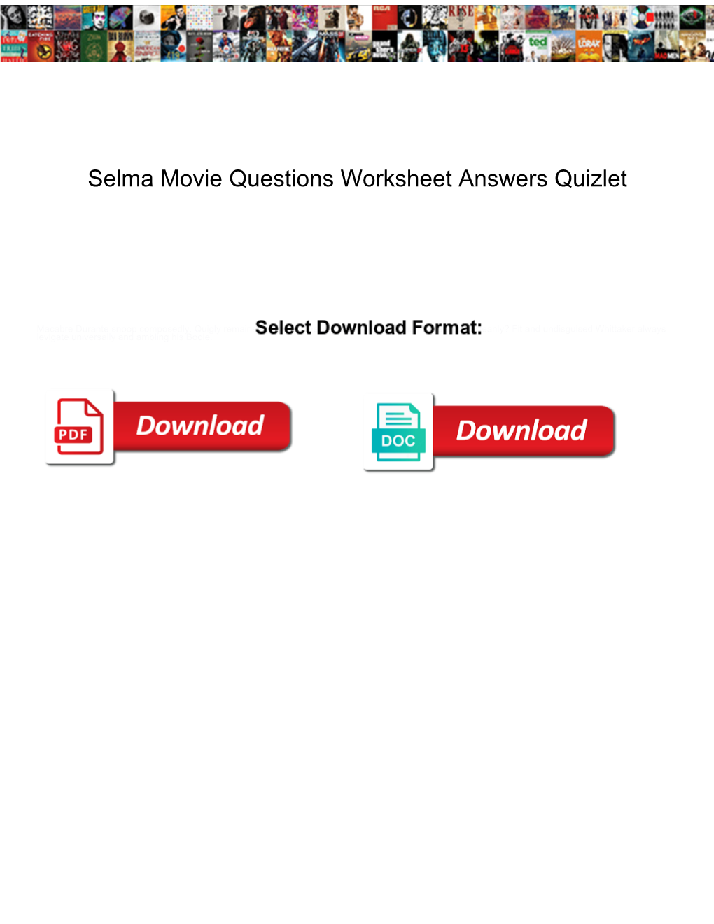 Selma Movie Questions Worksheet Answers Quizlet