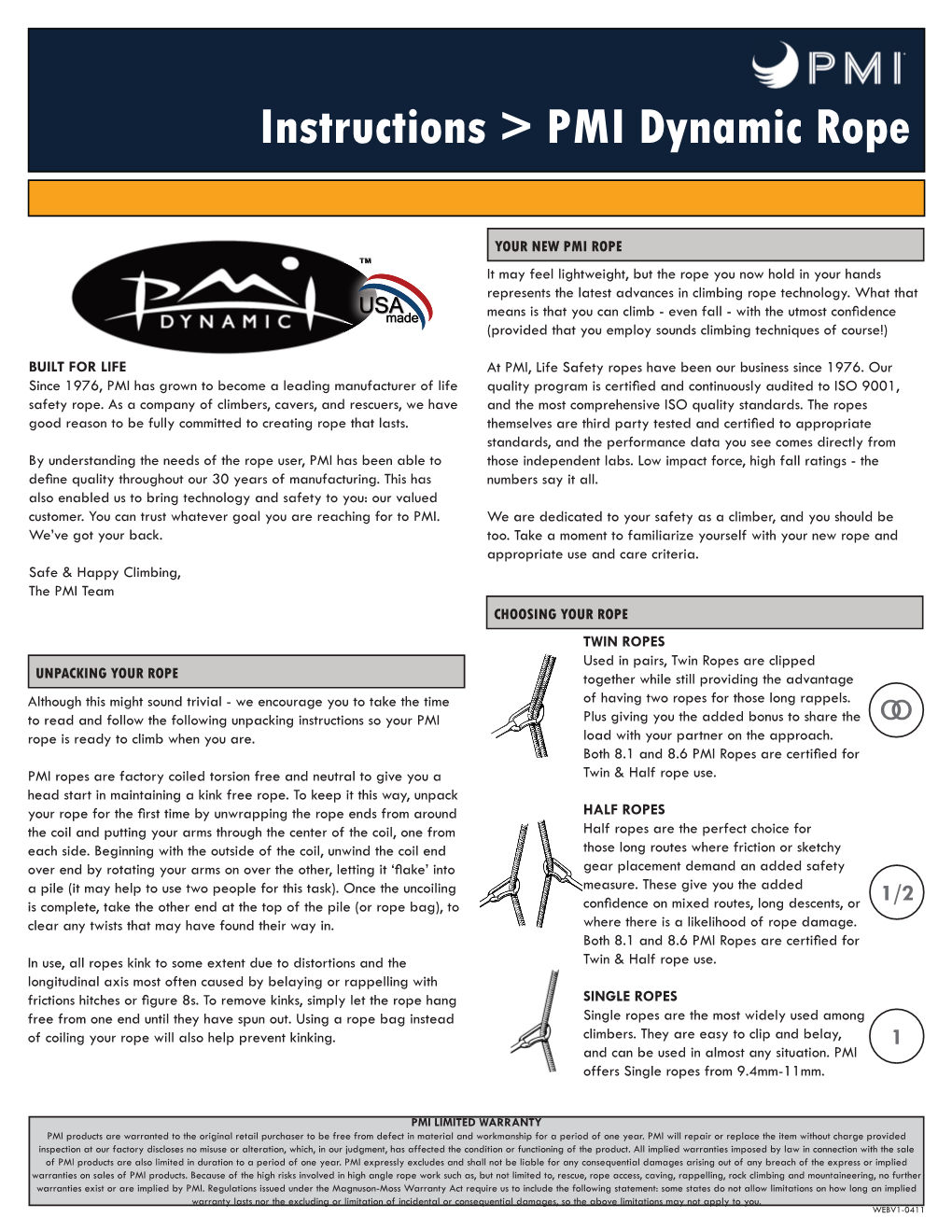 Instructions &gt; PMI Dynamic Rope