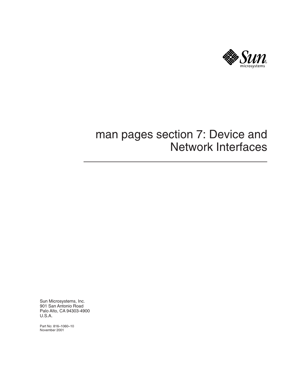 Man Pages Section 7: Device and Network Interfaces