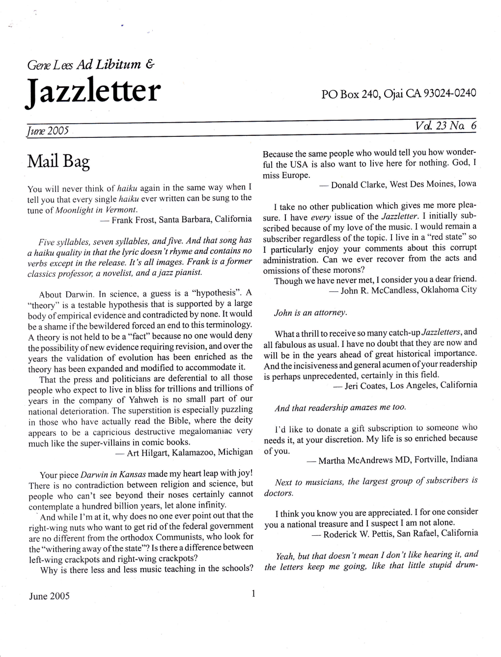 Iazzletter Jazzletter