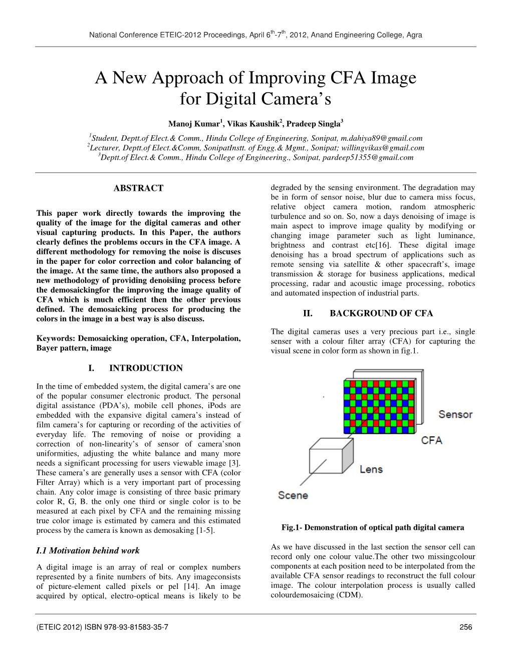 A New Approach of Improving CFA Image for Digital Camera's