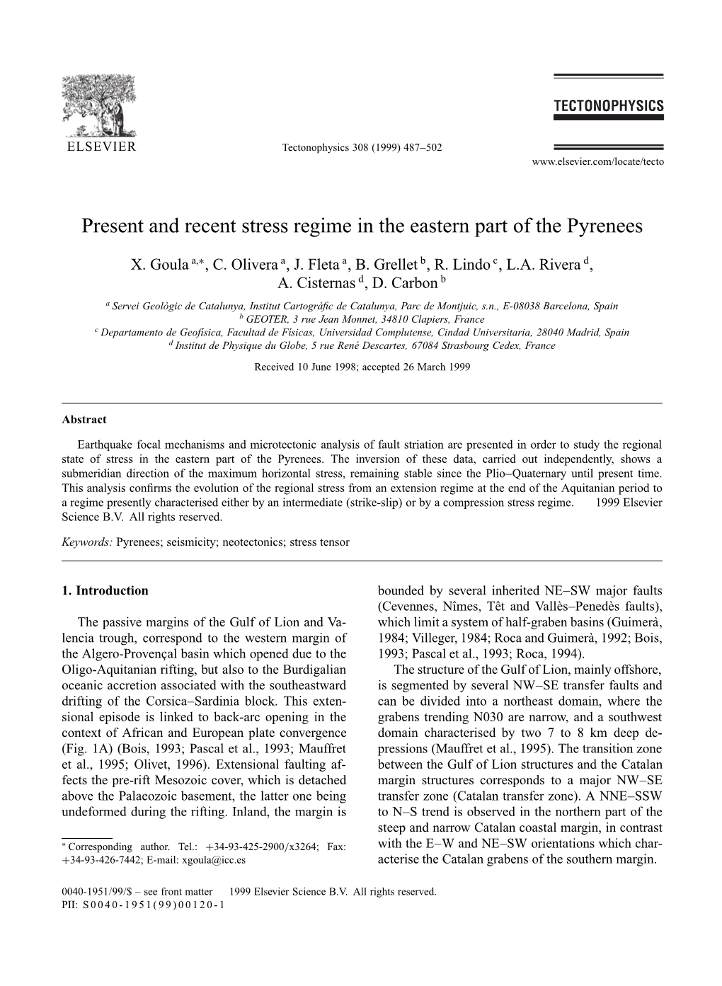 Present and Recent Stress Regime in the Eastern Part of the Pyrenees