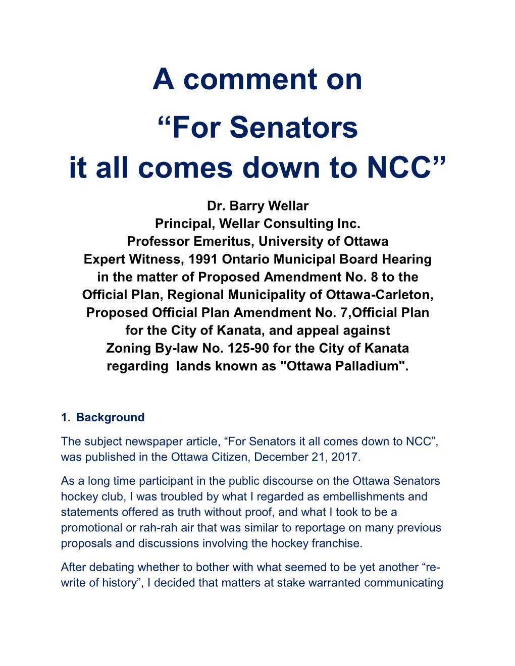 A Comment on “For Senators It All Comes Down to NCC”