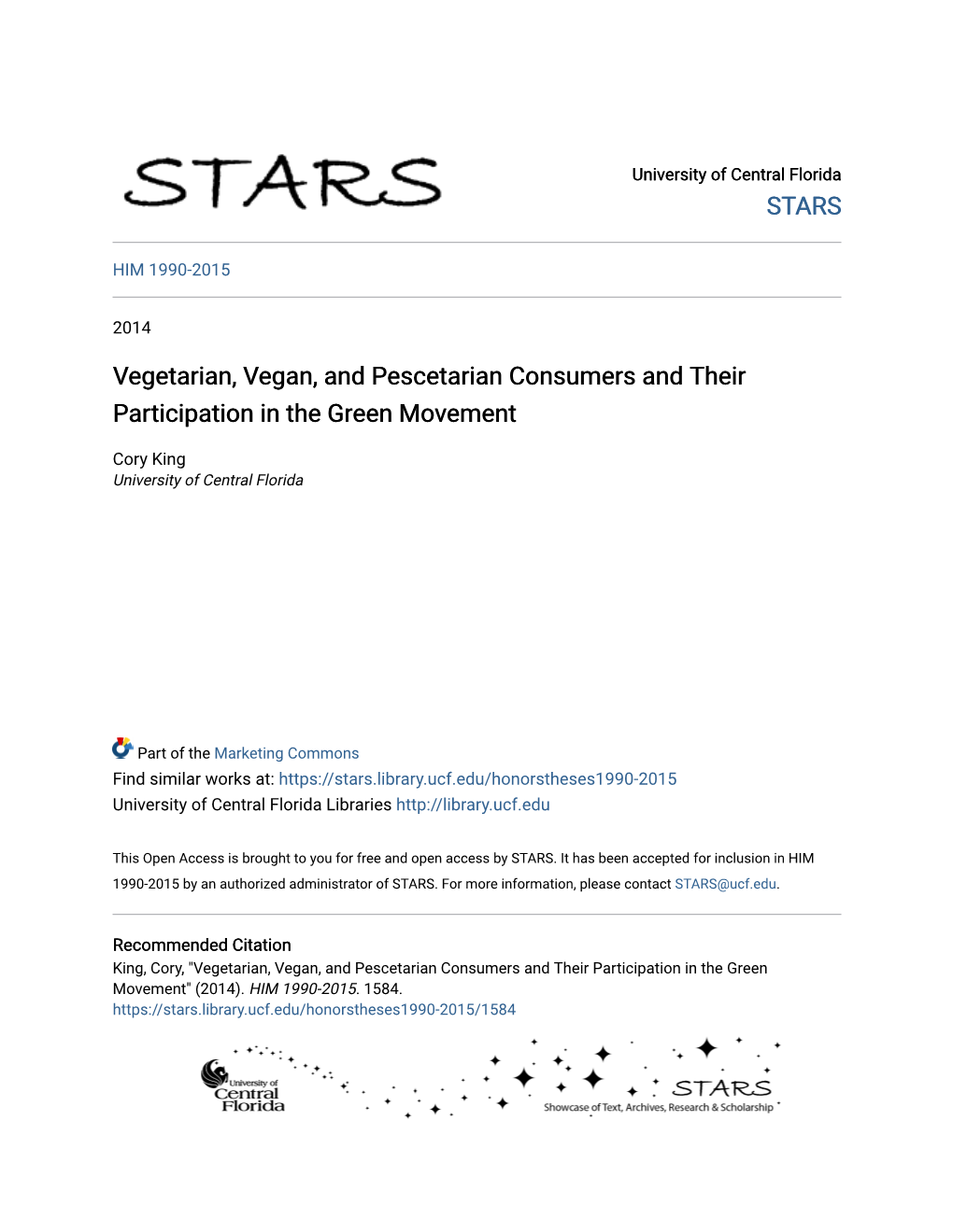 Vegetarian, Vegan, and Pescetarian Consumers and Their Participation in the Green Movement