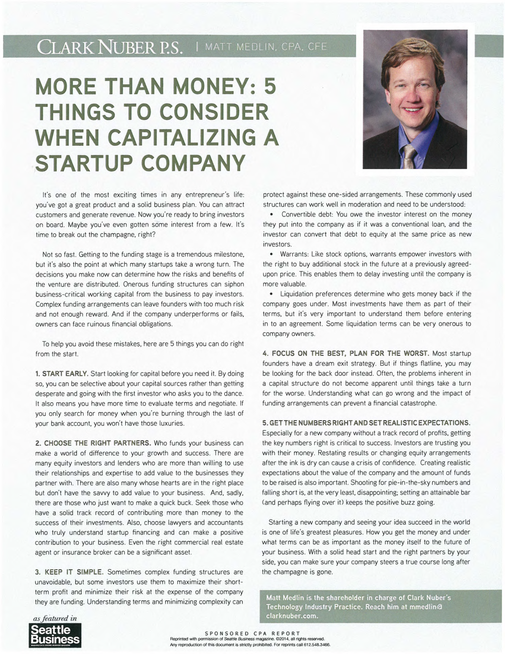 Than Money: 5 Things to Consider When Capitalizing a Startup Company