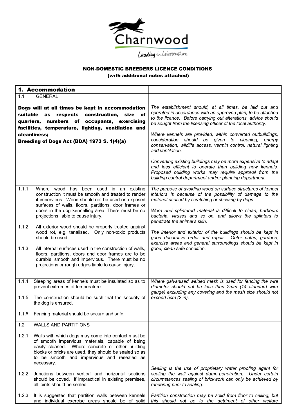 Conditions Subject to Which the Animal Boarding Licence (Dogs) Is Granted