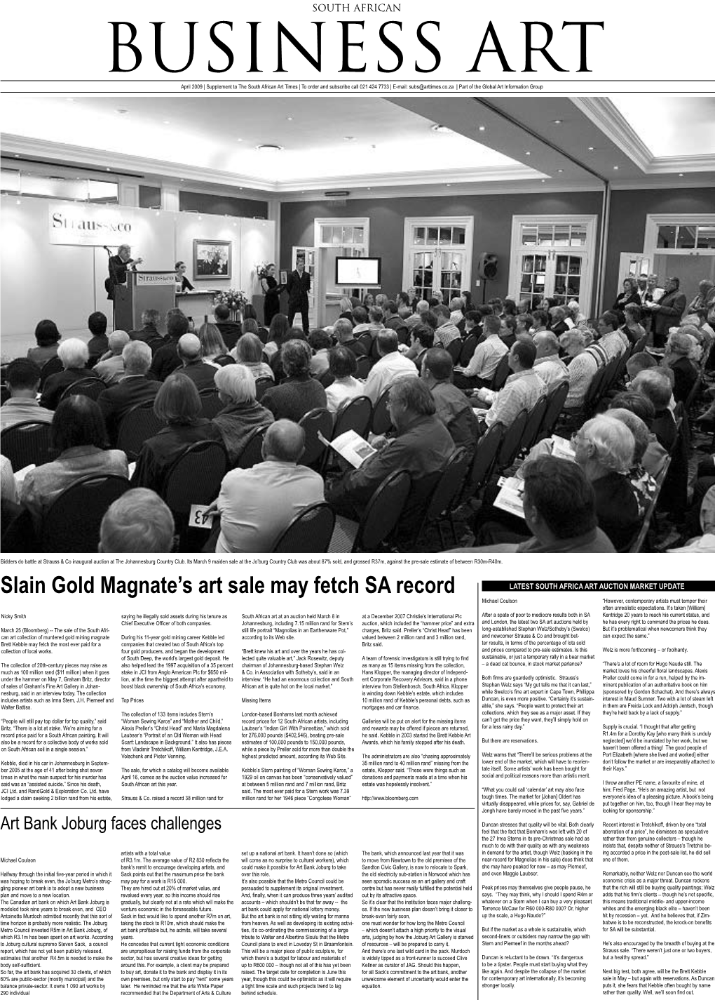 Slain Gold Magnate's Art Sale May Fetch SA Record