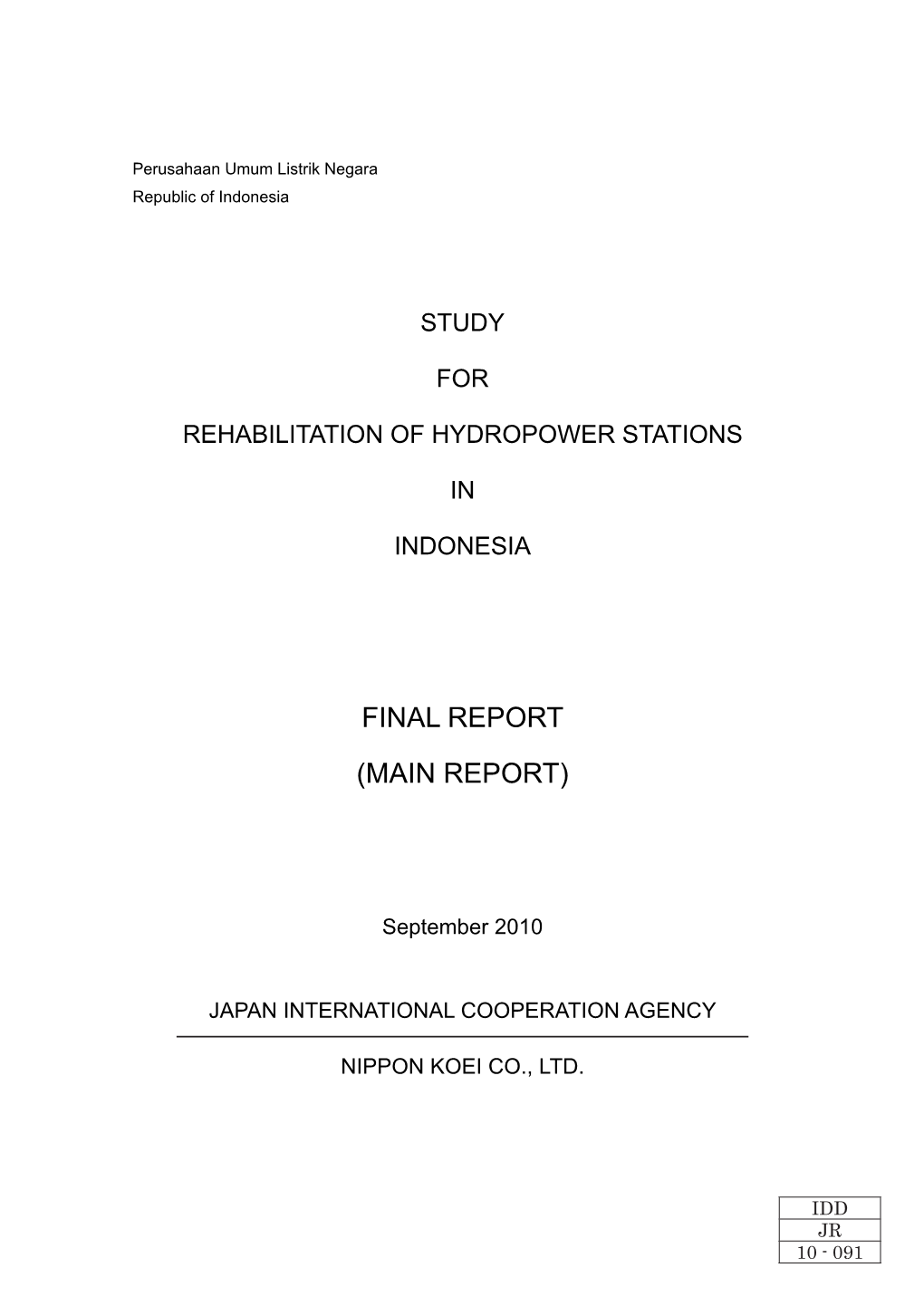 Final Report Final Report (Main Report)
