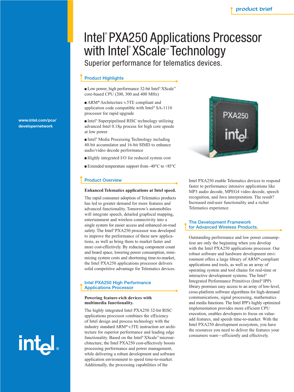Intel® PXA250 Applications Processor with Intel® Xscale™ Technology