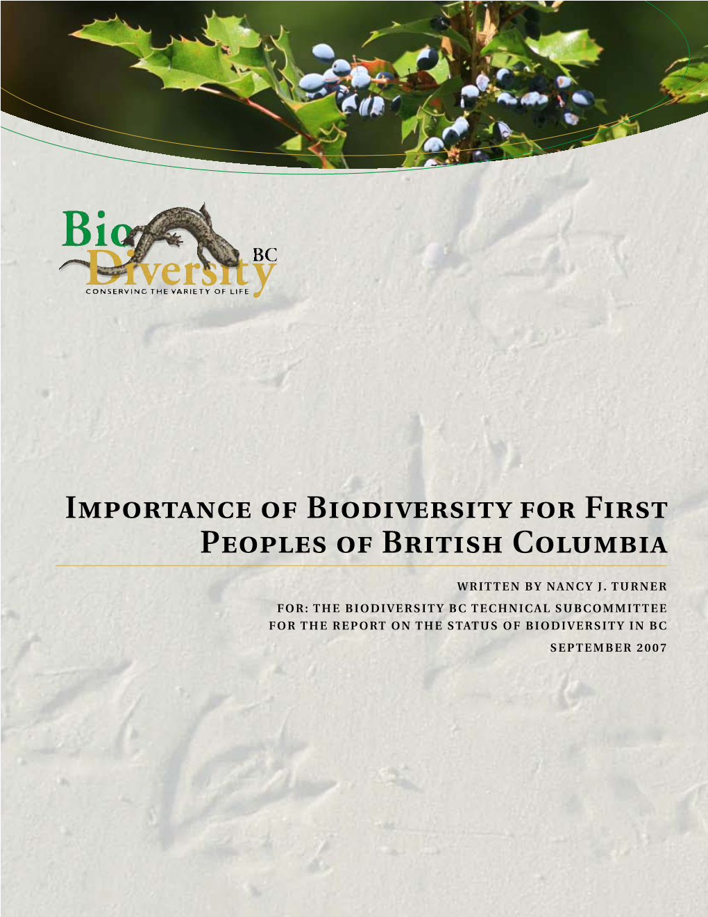 Importance of Biodiversity for First Peoples of British Columbia