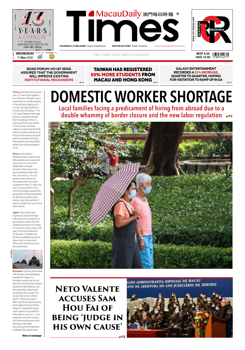 DOMESTIC WORKER SHORTAGE China’S Internal Affairs.” the Local Families Facing a Predicament of Hiring from Abroad Due to a U.S