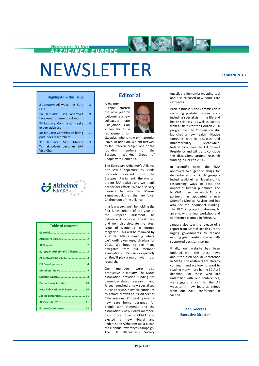 NEWSLETTER January 2013