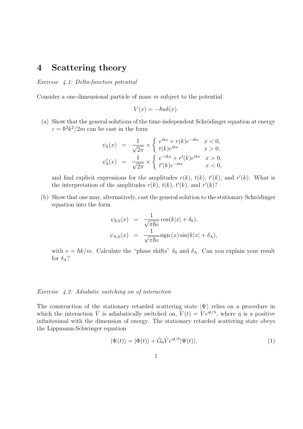 4 Scattering Theory