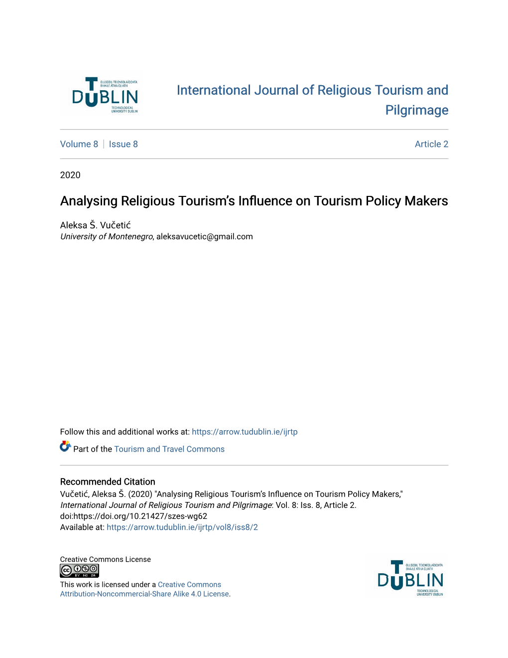 Analysing Religious Tourism's Influence on Tourism Policy Makers