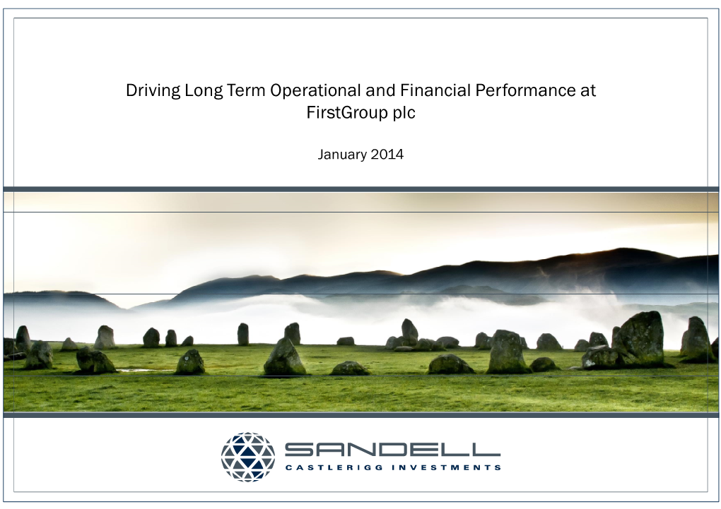 Driving Long Term Operational and Financial Performance at Firstgroup Plc