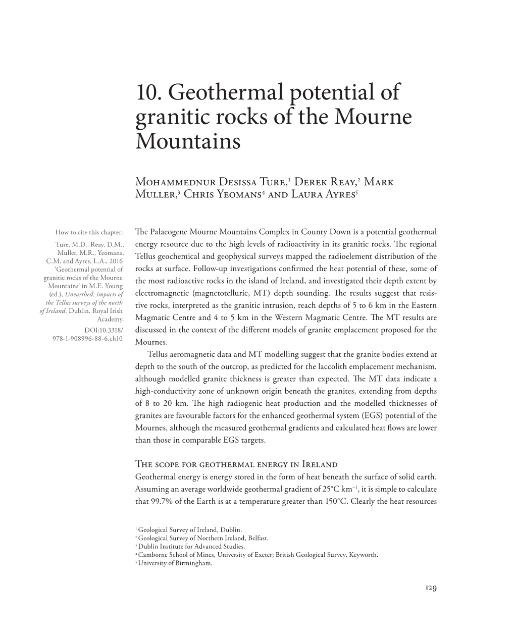10. Geothermal Potential of Granitic Rocks of the Mourne Mountains