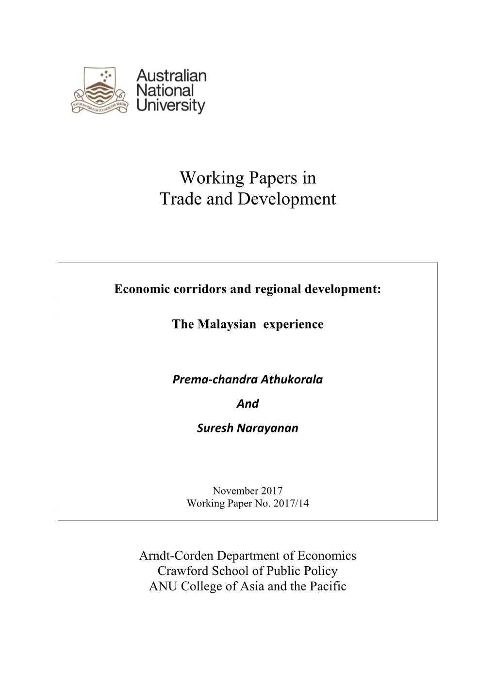 'Economic Corridors and Regional Development: the Malaysian