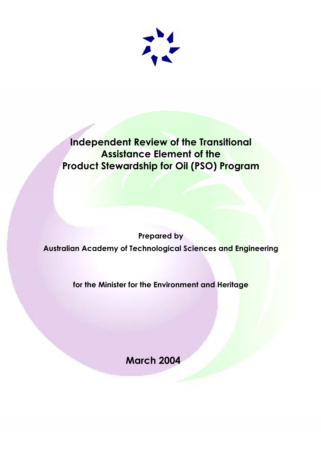 Independent Review of the Transitional Assistance Element of the Product Stewardship for Oil (PSO) Program