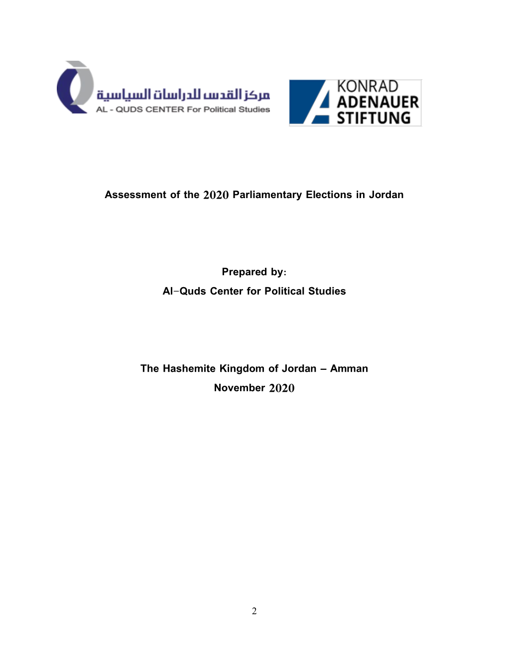 Assessment of the 2020 Parliamentary Elections in Jordan Prepared By