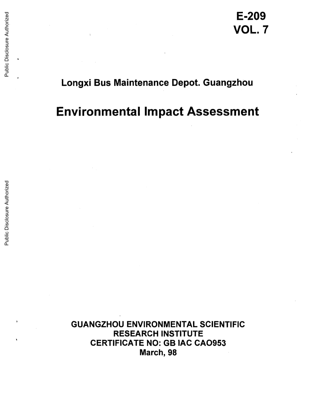 Depot. Guangzhou Environmental Impact Assessment
