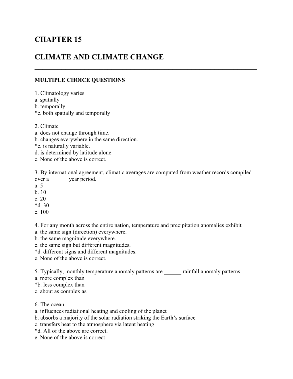 Chapter 15 Climate and Climate Change